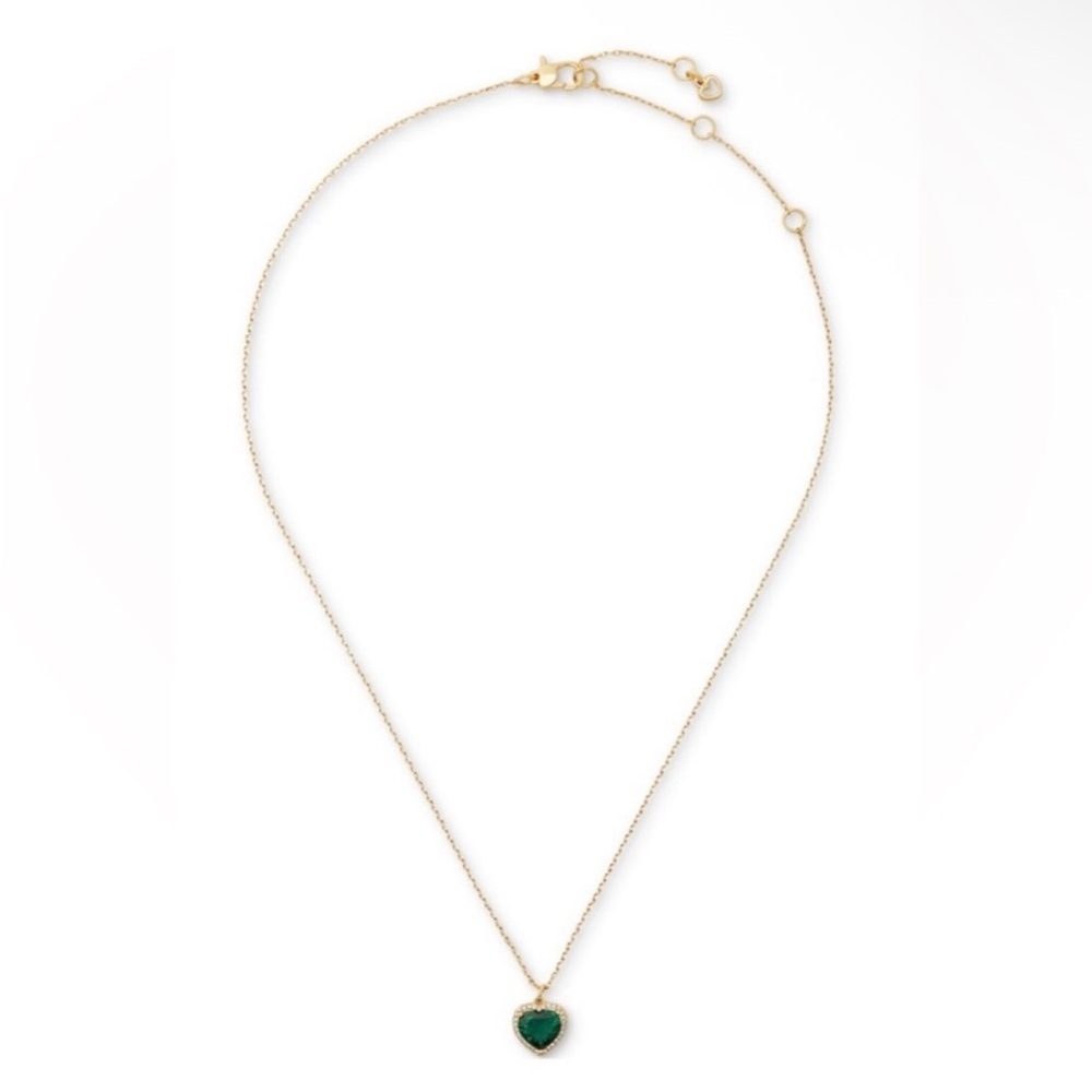 Kate Spade ♠️ SET Studded Earrings & Necklace MY LOVE Pavé - Emerald & Gold - Picture 6 of 6